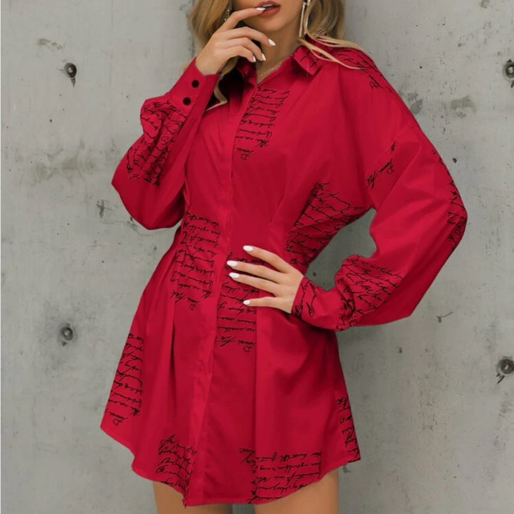 Red graphic dress